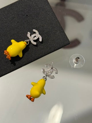 Chanel Fully Pavé-Set Diamond Little Yellow Chick Earrings