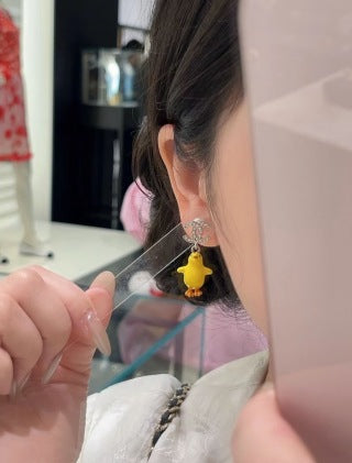 Chanel Fully Pavé-Set Diamond Little Yellow Chick Earrings