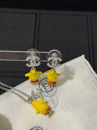 Chanel Fully Pavé-Set Diamond Little Yellow Chick Earrings