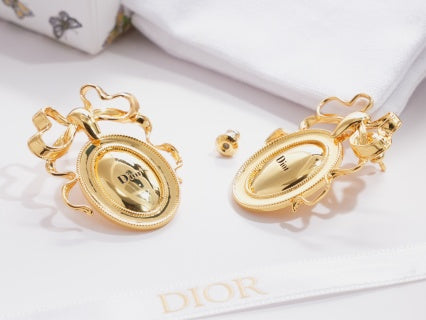 Dior Floral Medallion Gold Stud Earrings
