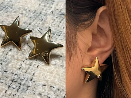CHANEL Stellaire Gold Star Stud Earrings
