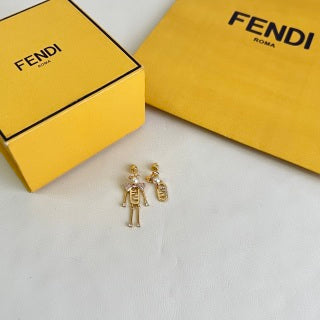 Fendi Bellini FF Robot Charm Drop Earrings