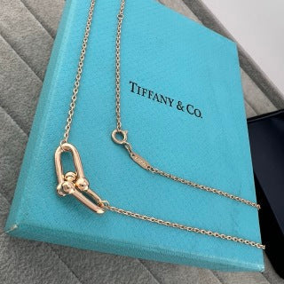 Tiffany Small Double U Horseshoe Polished Gold Pendant Necklace