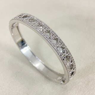 Dior Oblique Lacework Crystal Bangle Bracelet