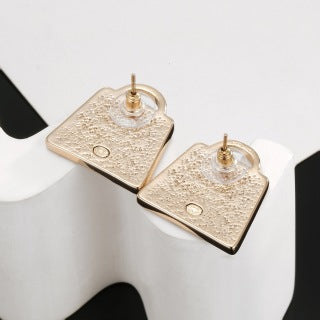 CHANEL Quilted Bag CC Stud Earrings