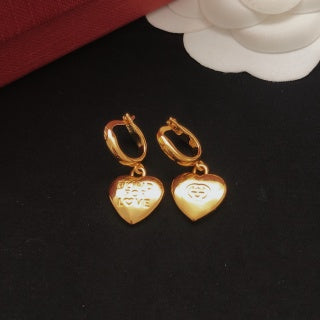 Gucci Heart Charm Interlocking G Hoop Earrings
