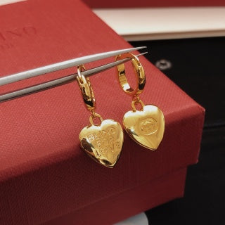 Gucci Heart Charm Interlocking G Hoop Earrings