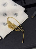 CHANEL Golden Wheat Leaf Tassel Brooch