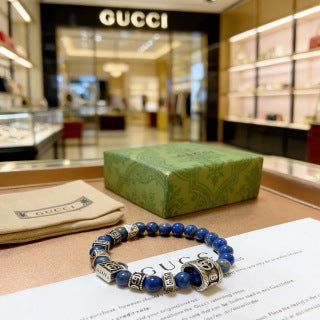 Gucci Blue Bead Interlocking G Charm Bracelet