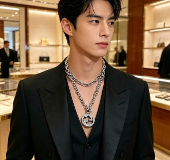 Gucci Crystal Interlocking G Pendant Chain Necklace