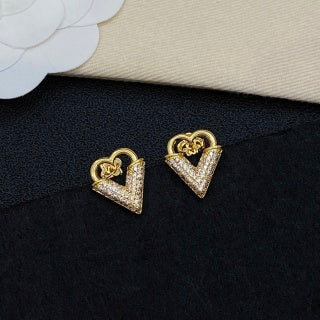 Louis Vuitton Heart Lock Pavé Stud Earrings