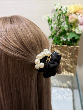 Chanel Elegant Pearl Charm Hair Scrunchie