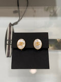 Chanel Vintage Gold-Tone Oval Clip-On Earrings with Natural Mother-of-Pearl