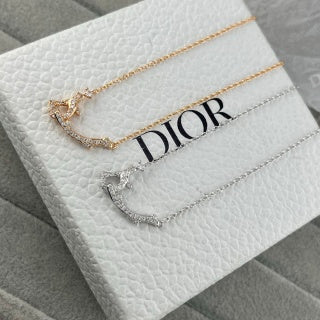 Dior Crystal Crescent Moon Charm Necklace