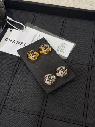 Chanel Vintage Round Signature Earrings