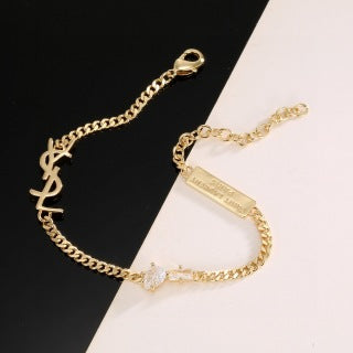 YSL Crystal Tag Chain Bracelet