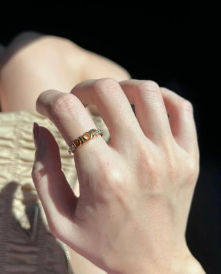 Dior CD Logo Open Gold Band Ring