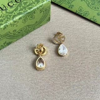 Gucci Interlocking G Crystal Teardrop Drop Earrings