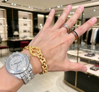 Gucci Interlocking G Geometric Link Medallion Bracelet