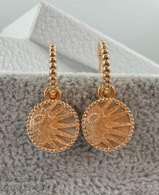 Dior Feather Medallion Crystal Drop Stud Earrings