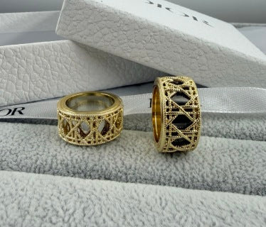 Dior Oblique Lacework Gold Band Ring