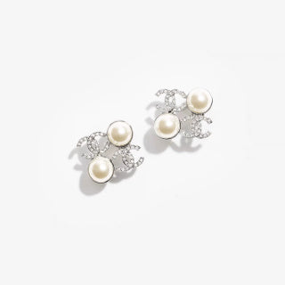 CHANEL Pearl Embrace CC Stud Earrings