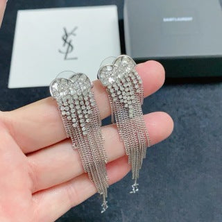 YSL Crystal Fringe Cascade Drop Earrings