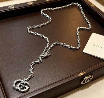Gucci Interlocking G Medallion Long Chain Lariat Necklace