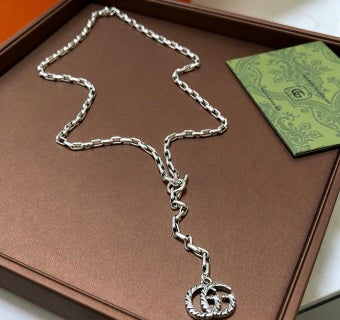 Gucci Interlocking G Medallion Long Chain Lariat Necklace