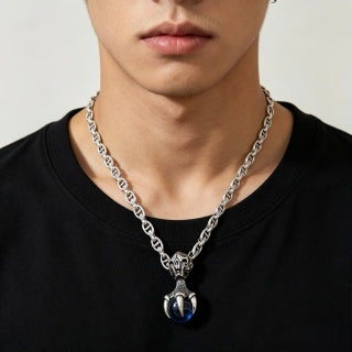 Gucci Interlocking G Chain Necklace with Crystal Drop Pendant