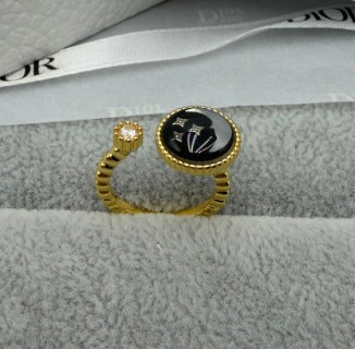 Dior Oblique Medallion Crystal Ring