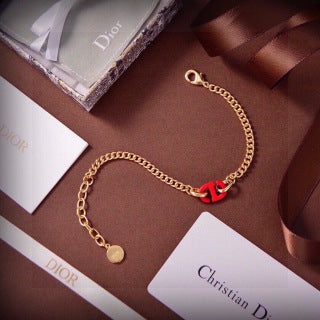 Dior Red Accent Chain Link Bracelet