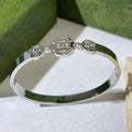 Gucci Triple Interlocking G Crystal Link Cuff Bracelet