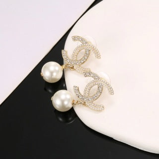 CHANEL Pearl Drop Signature Stud Earrings
