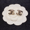 CHANEL Crystal Curve CC Stud Earrings