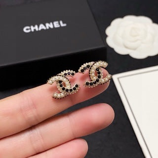 CHANEL Crystal Curve CC Stud Earrings