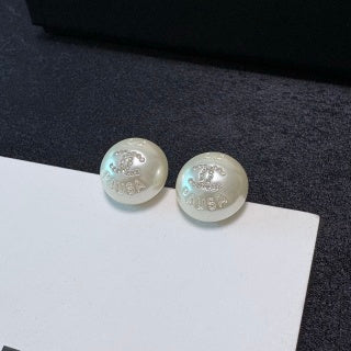 CHANEL Pearl Mist Round Stud Earrings