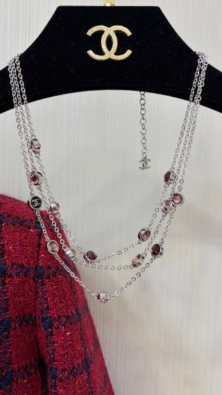 Chanel Layered Gemstone Charm Necklace