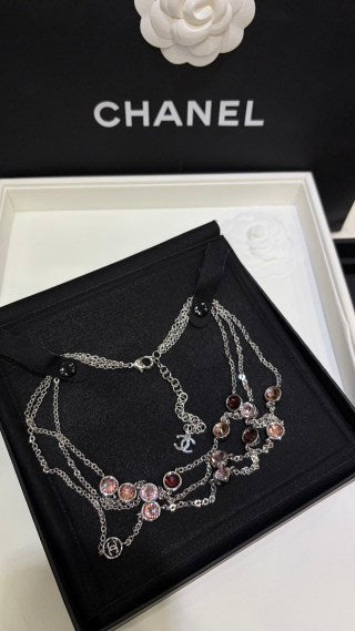 Chanel Layered Gemstone Charm Necklace