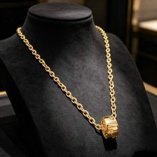Gucci GG Barrel Charm Long Chain Necklace