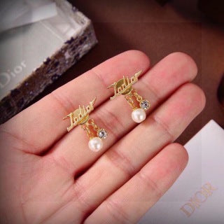 Dior J'Adior Pearl Crystal Drop Stud Earrings