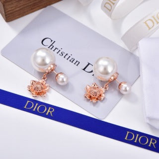 Dior Pearl Blossom Crystal Drop Stud Earrings