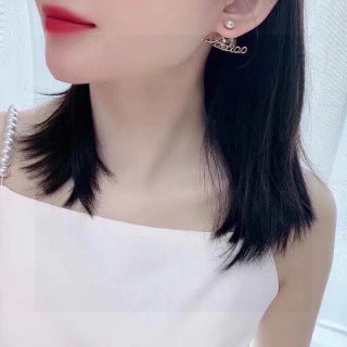 Dior J'Adior Pearl Logo Drop Stud Earrings