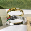 Gucci GG Web Stripe Crystal Cuff Bracelet
