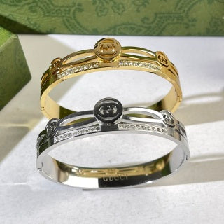 Gucci GG Crystal Double Band Cuff Bracelet