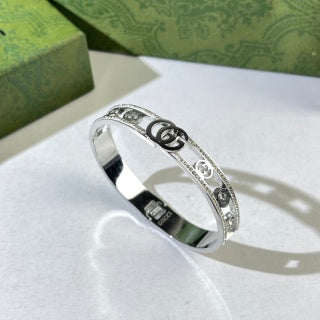 Gucci GG Crystal Double Logo Cuff Bracelet