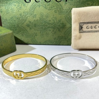 Gucci GG Monogram Engraved Cuff Bracelet