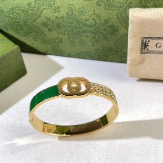 Gucci GG Enamel Stripe Crystal Cuff Bracelet