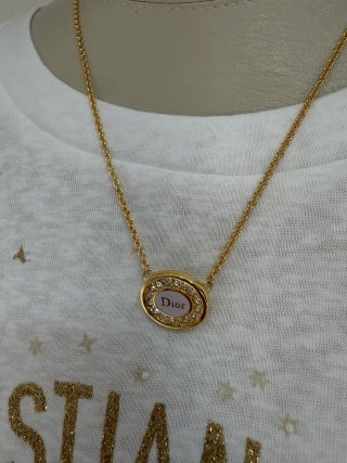 Dior Pearl Medallion CD Logo Necklace