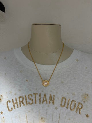 Dior Pearl Medallion CD Logo Necklace